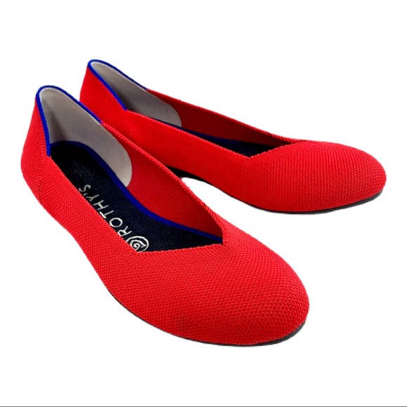 Rothys Red Round Toe Ballet Flats EUC sz 6.5 - Picture 4 of 10